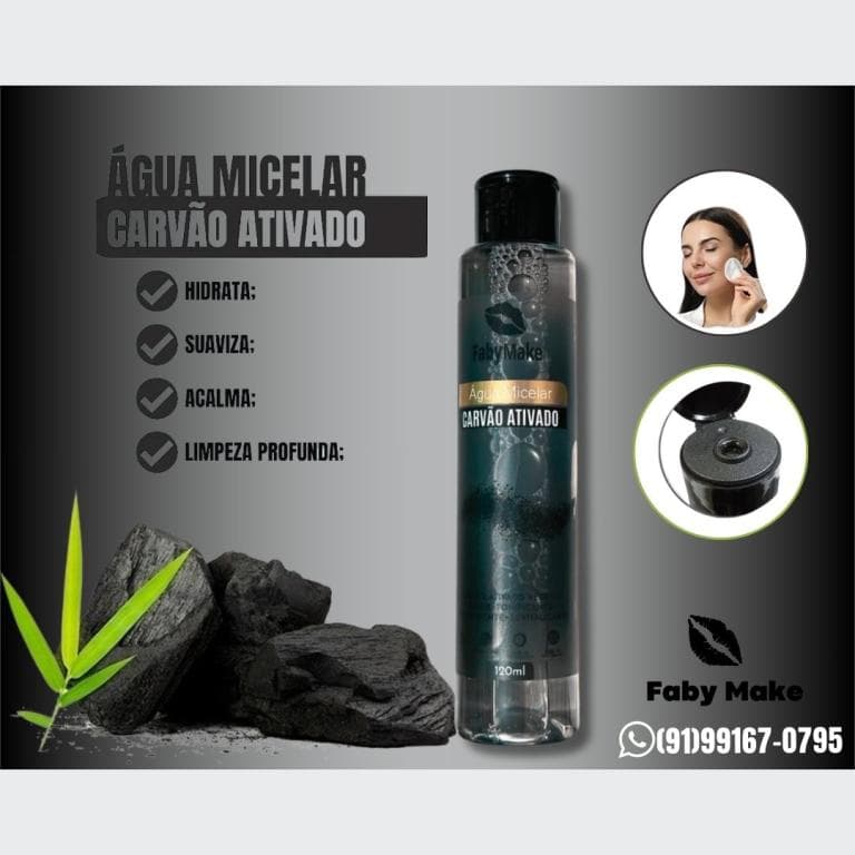 Água Micelar Faby Make Carvão Ativado